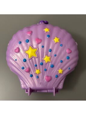 Polly Pocket Y2K Vintage Magical Purple Shell Toy Case with Stars and Hearts